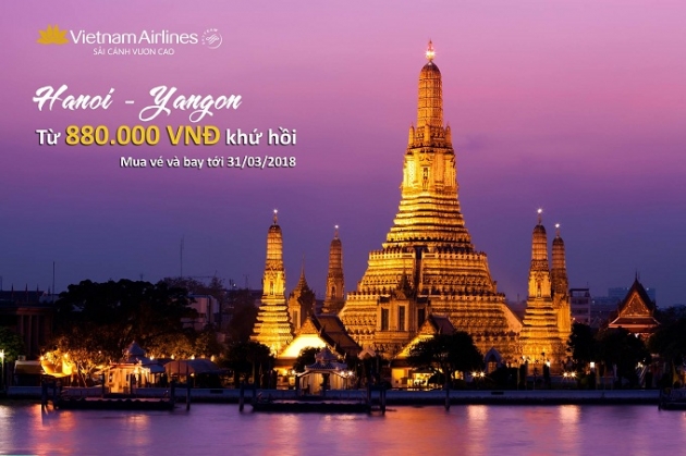 Cơ hội du xuân hấp dẫn ở Yangon (Myanmar) chỉ từ 880.000đ KHỨ HỒI cùng Vietnam Airlines