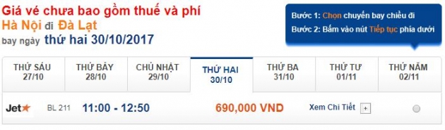 Bay Hà Nội – Đà Lạt cuối tháng 10 với loạt vé giá “hời” 380.000đ của Jetstar Pacific