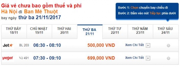 Jetstar Pacific mở bán loạt vé Hà Nội – Buôn Mê Thuột chỉ 500.000đ trong tháng 11/2017