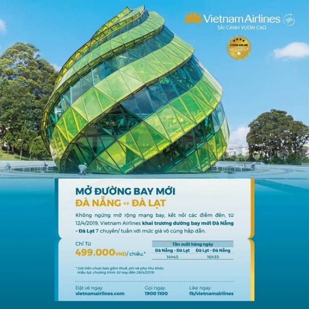 Vietnam Airlines mở đường bay mới Đà Nẵng – Đà Lạt và triển khai mức giá ưu đãi chỉ từ 499.000đ/ chiều