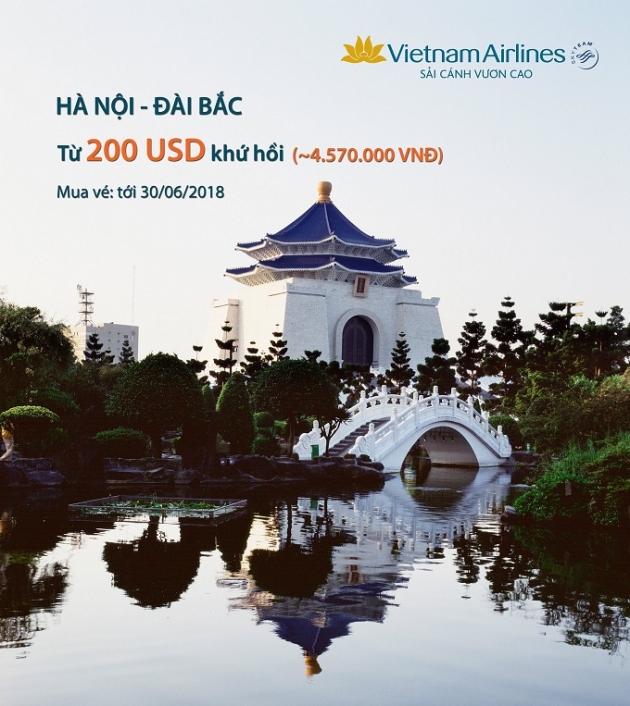Khám phá Đài Bắc (Đài Loan) cùng vé khuyến mại Vietnam Airlines chỉ từ 200 USD KHỨ HỒI